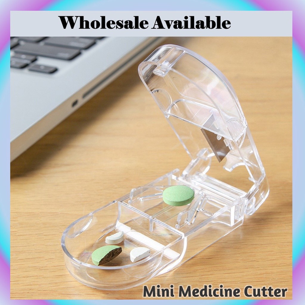 PORTABLE MEDICINE CUT PILL CUTTER BOX/ PILL SPLITTER STORAGE/ TABLET ...