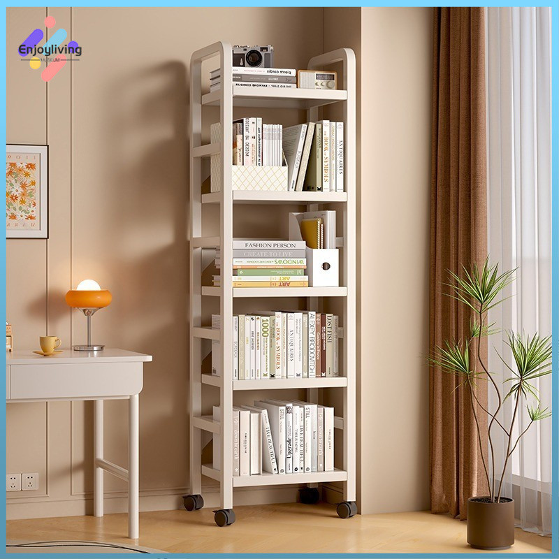 Iron Art Bookshelf Storage Rack Floor-standing Multi-layer with Wheels ...