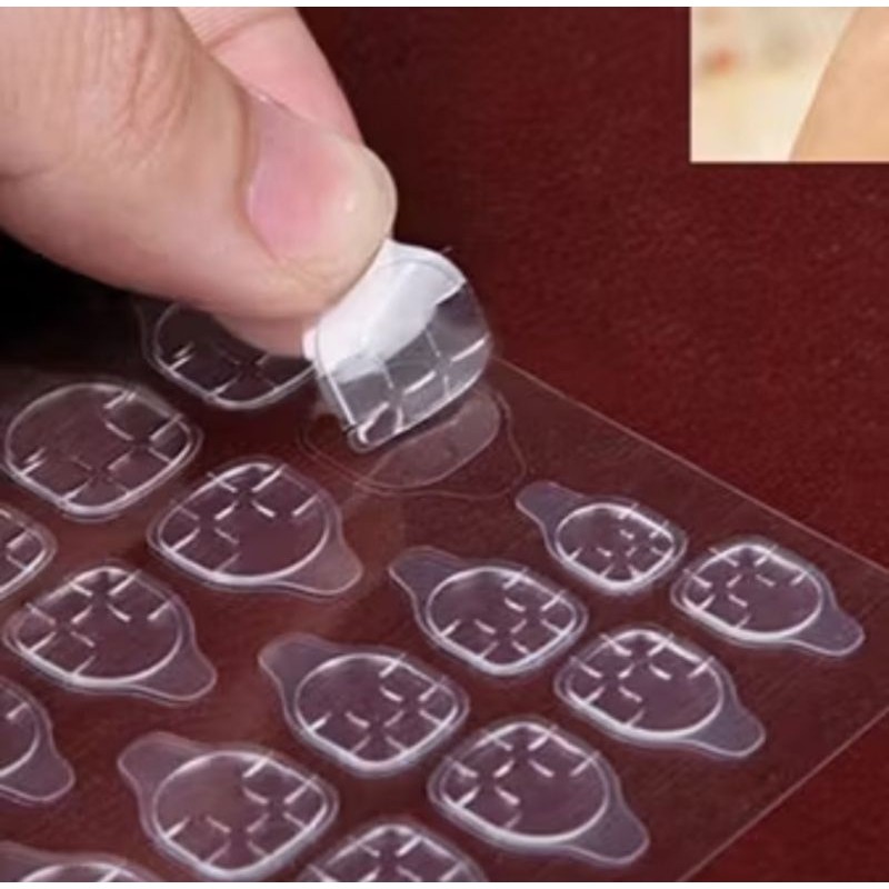 1SET Lem Kuku Palsu Gel Double Tape Tempelan Sticker Kutek Transparant Aksesoris Makeup Nail Glue Jelly Tempel Stiker Warna Bening A345 - Gambar 2