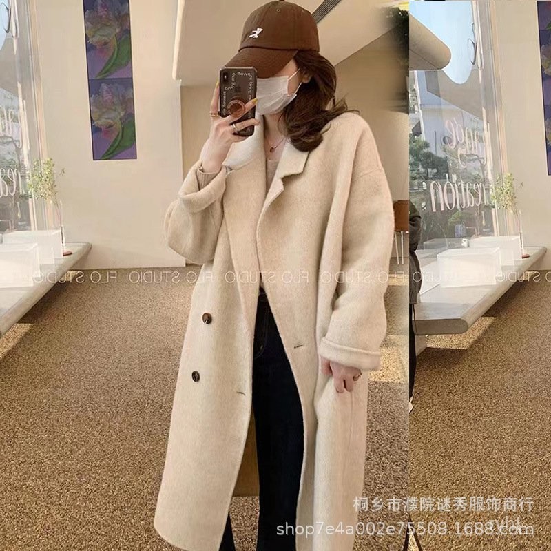 High Version Baby Camel New Korean Style Ultra Fine Reversible Cashmere Coat Coat Women s All Match Baby Camel Jacket 0 Shopee Singapore