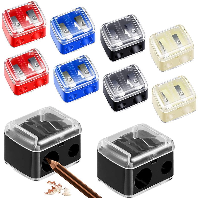 Simple Color Double Hole Pencil Sharpener Multifunctional Student