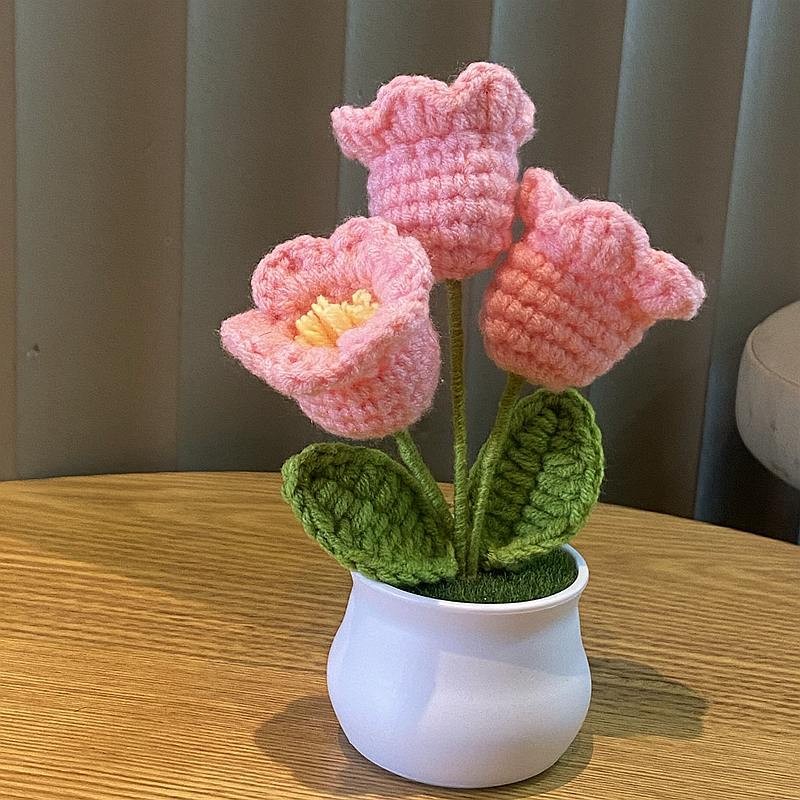 Handmade Mini Knitting Potted Flowers Lovely Forget-me-not Wool
