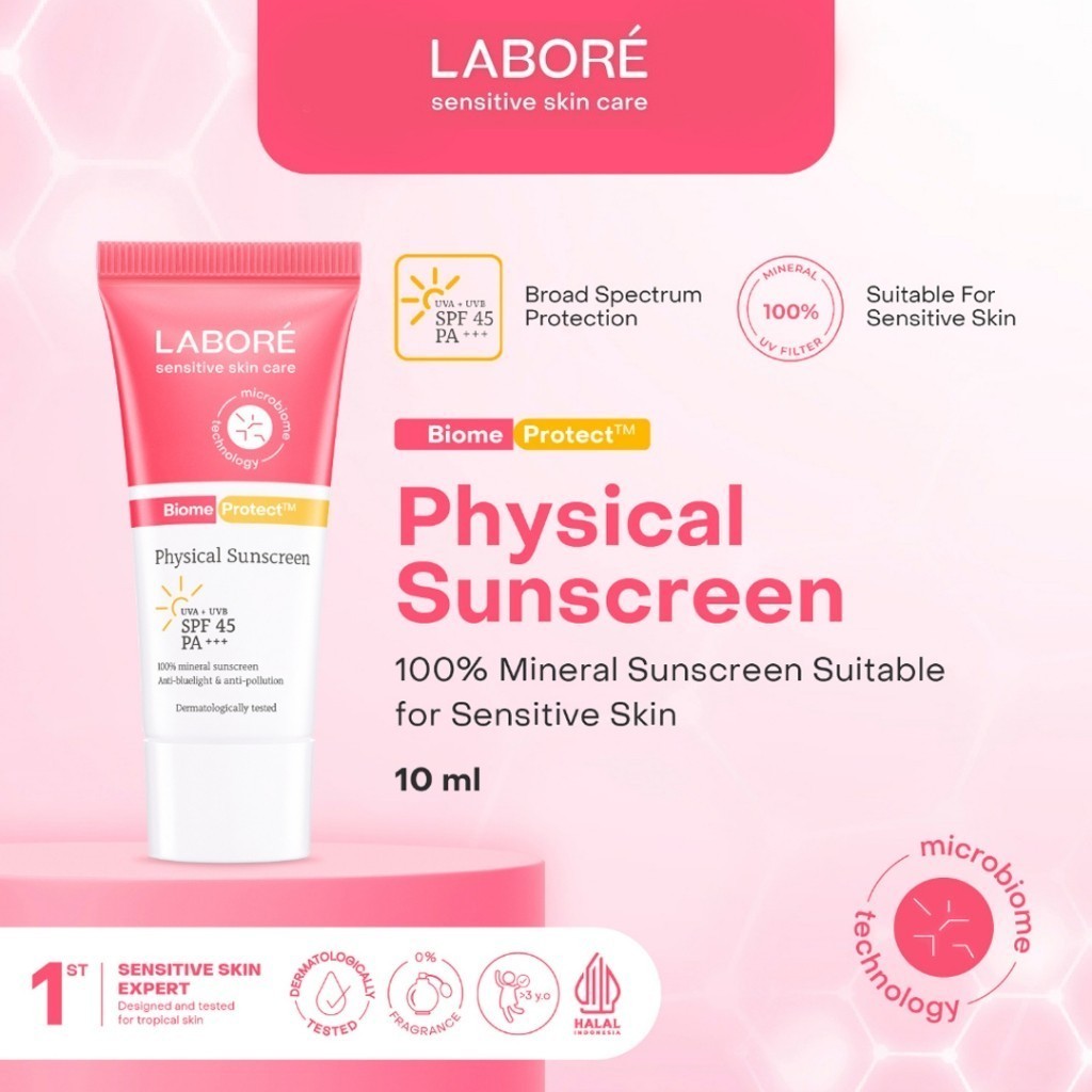 LABORE Sensitive Skin Care BiomeProtect Physical Sunscreen SPF 50 PA+++ / Merah Jingga Official - Gambar 3