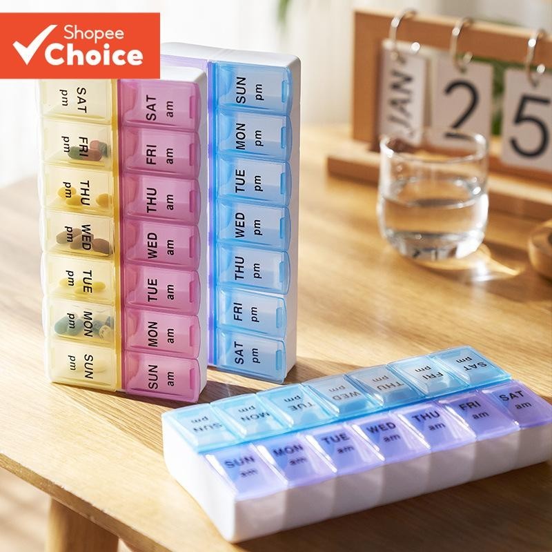 Large Capacity 14-Compartment Weekly Pill Organizer - Creative Portable ...