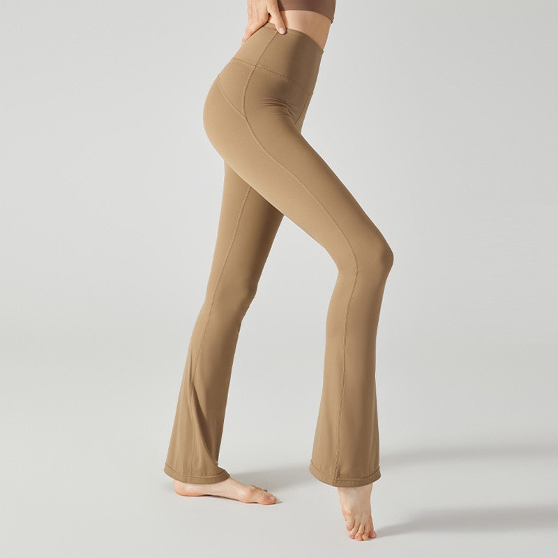 Lululemon casual sports bell bottom pants made of Lycra fabric high waisted and hip lifting back pocket slim fit running pants Shopee Singapore