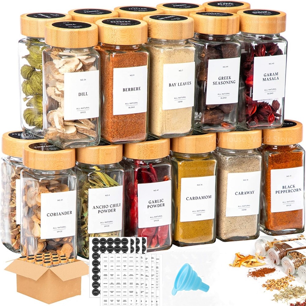 glass jar spice set