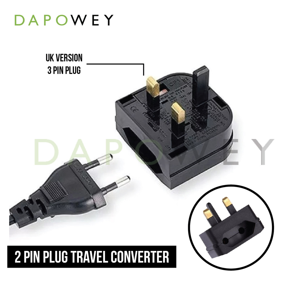 DW 2 Pin Plug To 3 Pin Plug Standard Travel Converter Adapter Socket ...