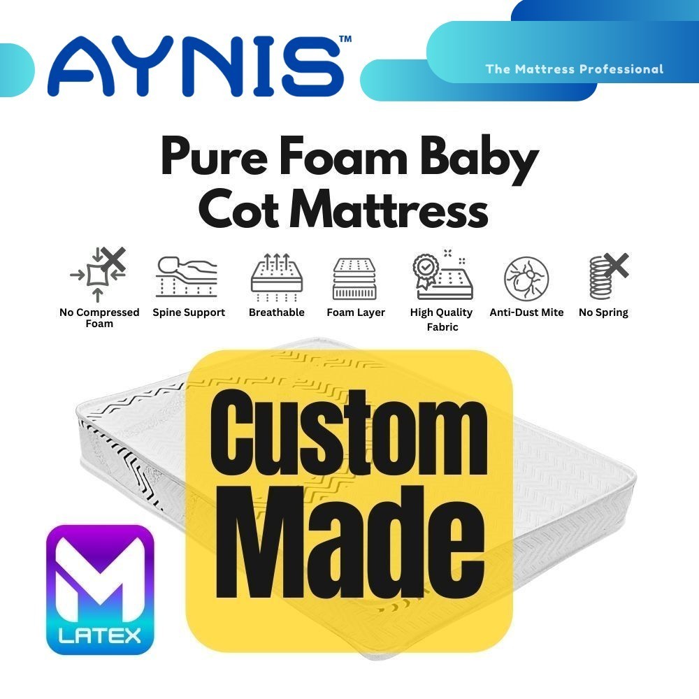 AYNIS Custom Made Variety Playpen Tilam Bayi Pure Foam Baby Cot Mattress White Baby Mattress Custom Size Shopee Singapore