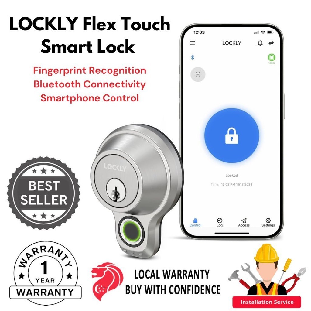 Lockly Flex Touch Smart Lock-Fingerprint Recognition, Bluetooth ...