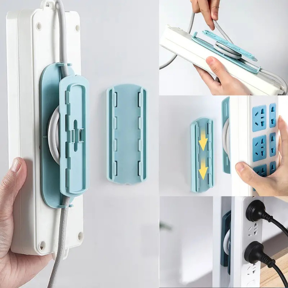 Self-Adhesive Power Strip Holder with Cable Organizer, Wall Mount Punch ...