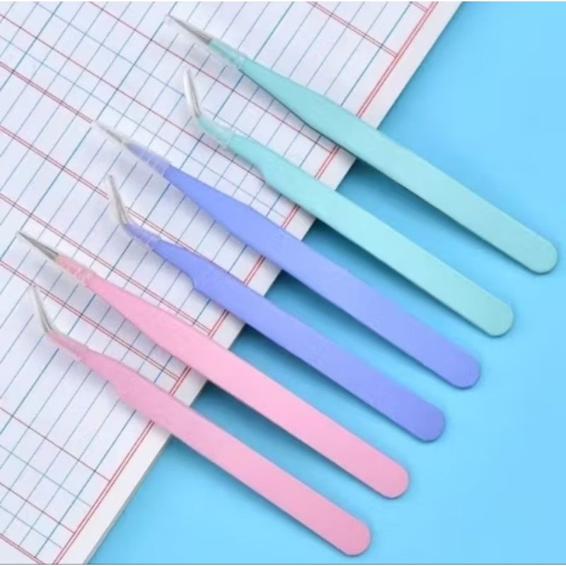 1PCS Pinset Bulu Mata Bengkok Lurus Penjepit Sticker Tweezer Warna Macaron Alat Kecantikan Bentuk Bengkong Eyelash Serbaguna A344 - Gambar 2