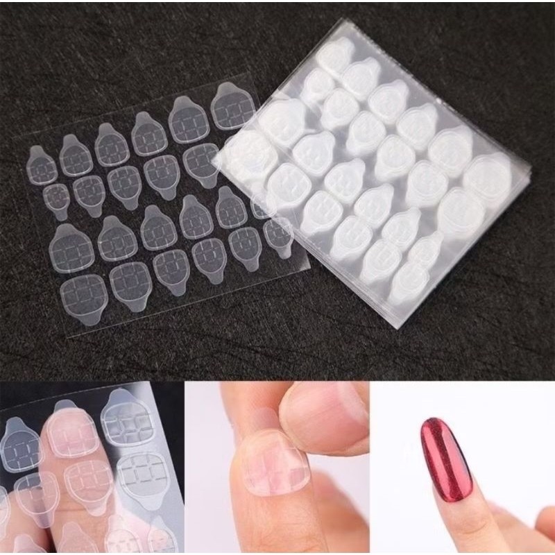 1SET Lem Kuku Palsu Gel Double Tape Tempelan Sticker Kutek Transparant Aksesoris Makeup Nail Glue Jelly Tempel Stiker Warna Bening A345 - Gambar 4