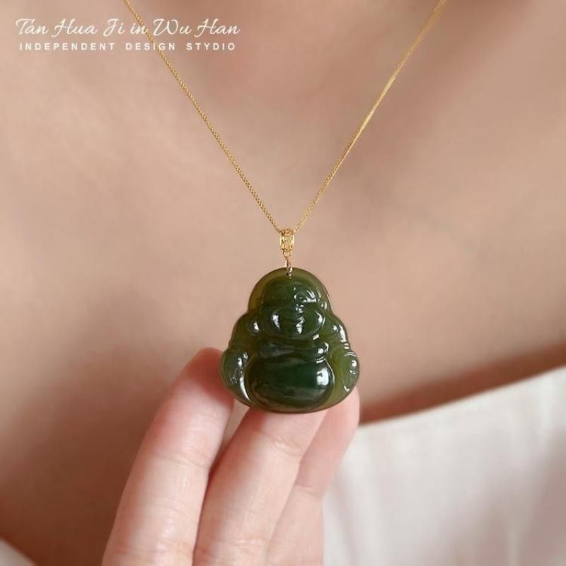 天然和田玉弥勒菩薩（大）稀有ネックレス