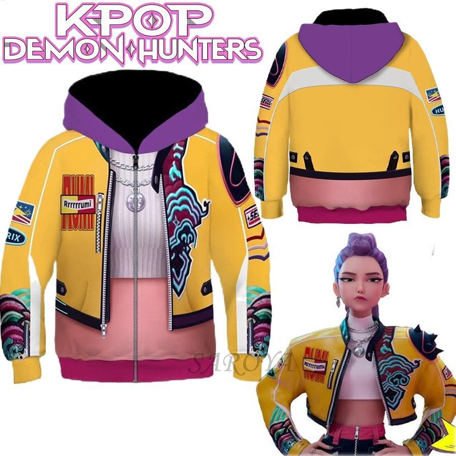KPop Demon Hunters Rumi Cosplay Hoodie Coat Cartoon Demon Hunter