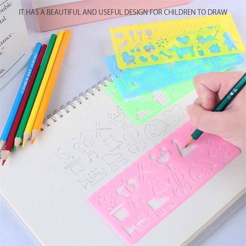 𝗜𝗠𝗣𝗥𝗢𝗩𝗜𝗡𝗚 𝗖𝗢𝗚𝗡𝗜𝗧𝗜𝗢𝗡 》4 In 1 Drawing Ruler Set Kids DIY Art Crafts ...