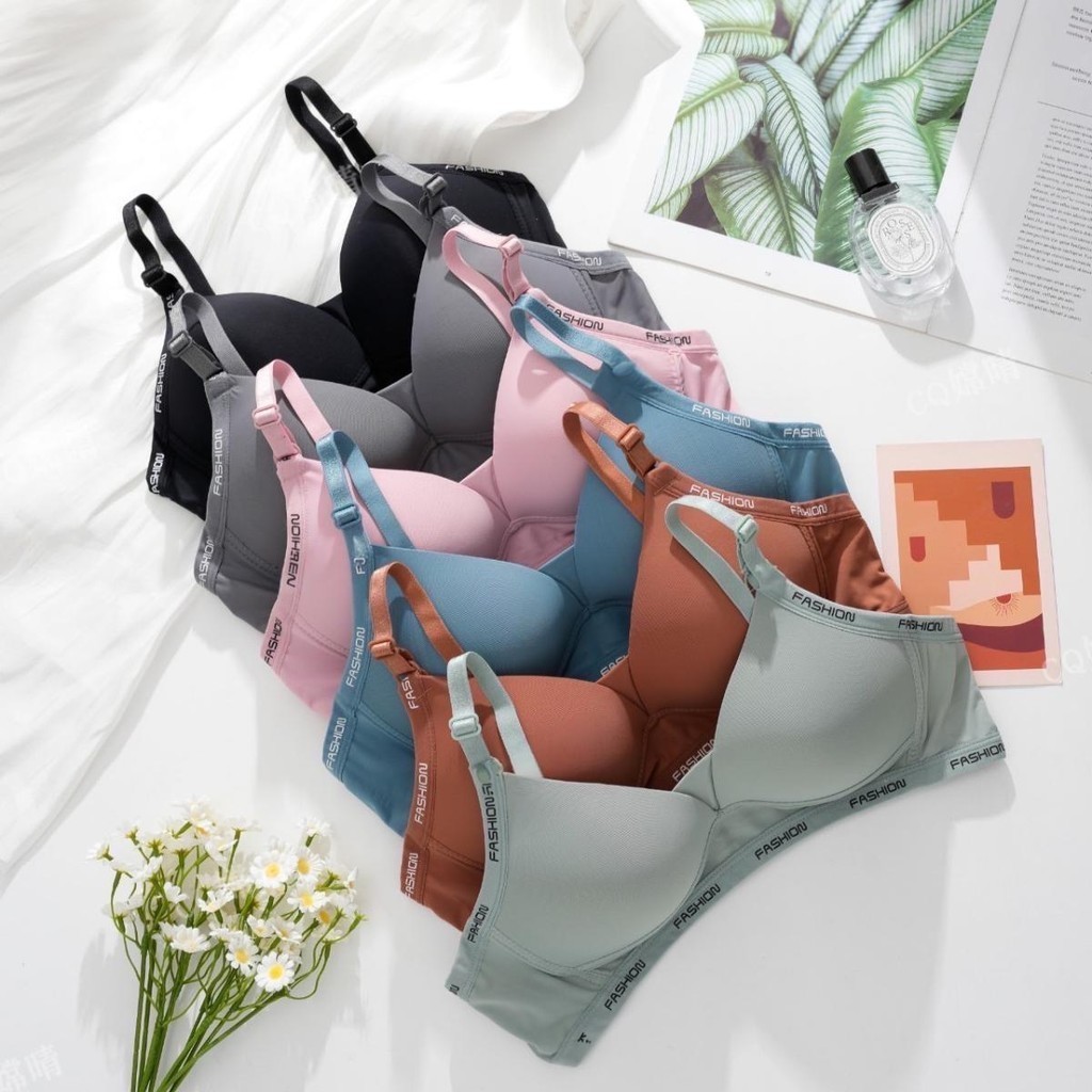 Bra Without Frame Thin Sponge Solid Color Soft Cool Fabric Comfortable ...
