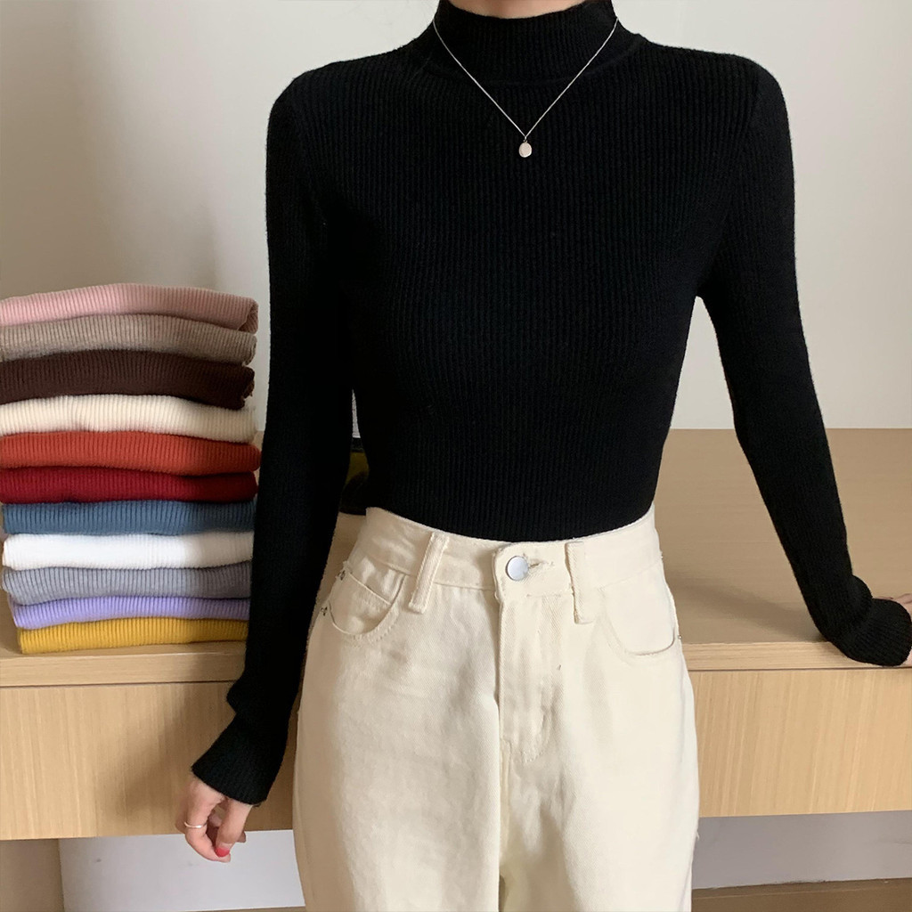 Casual And Simple Half-Turtleneck Cardigan Sweater