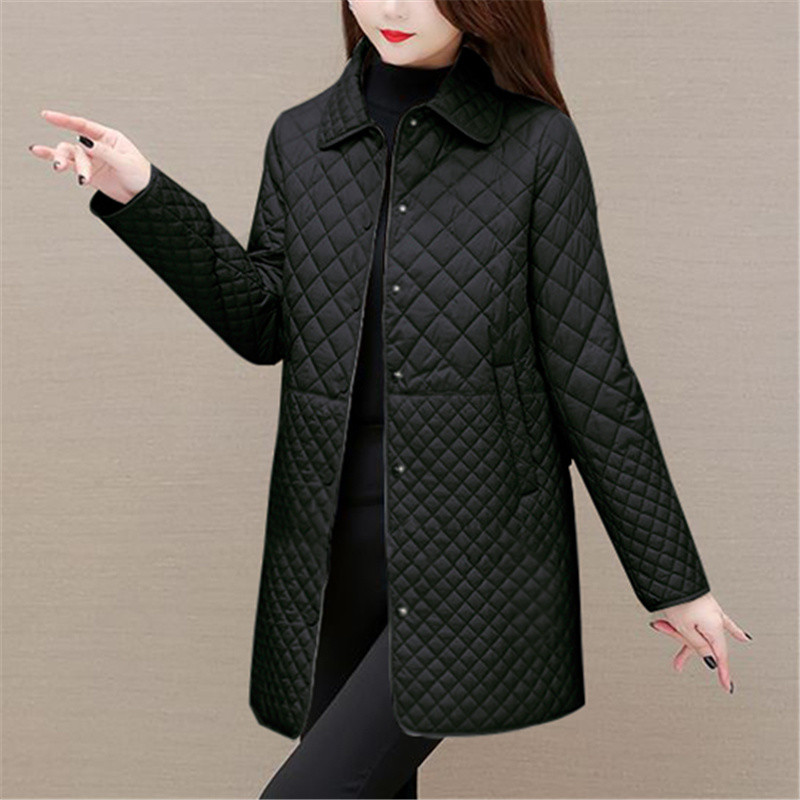 Mi Mid-Length Large Size High-End Diamond-Shaped Plaid Quilted Thin ...