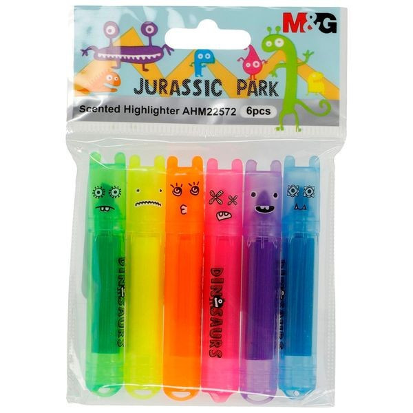 M&G Jurassic Park Mini Textliner Highlighter 6 Colors Translucent Cute ...