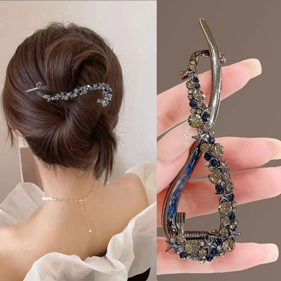 New Light Luxury Star Rhinestone Metal Twist Clip Classy Curved High ...