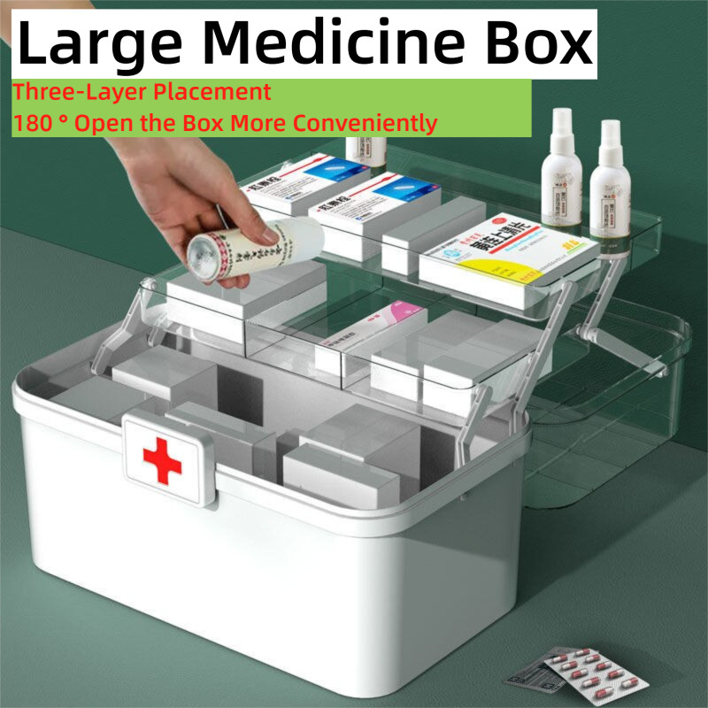 First Aid Storage Medicine Storage Box Family Medical Large Capacity ...