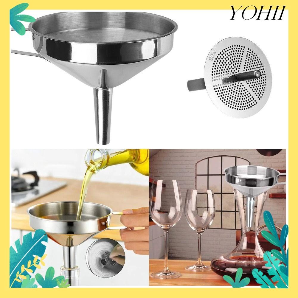 YOHII Stainless Steel Funnel, with Detachable Filter Wide Mouth Filter ...