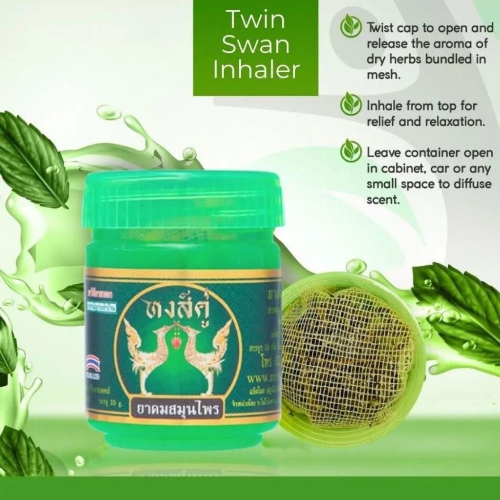 Pure Herb Traditional Thai Herbal Inhaler Twin Swan Inhaler Hong Thai ...