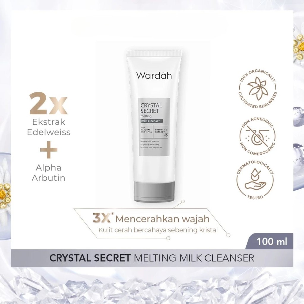 Wardah Crystal Secret Melting Milk Cleanser - 100 ml / Merah Jingga Official - Gambar 2