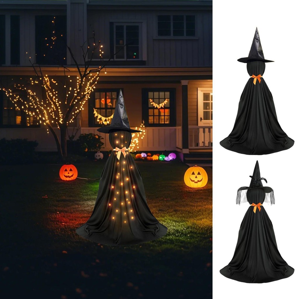 Lighted Witch Decor 2X Scary Standing Witch Props Battery Operated ...