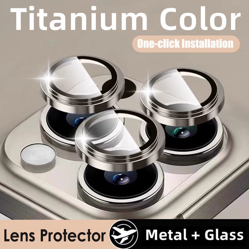 Titanium Color Camera Lens Protector For iPhone 16 15 14 13 12 11 Pro ...