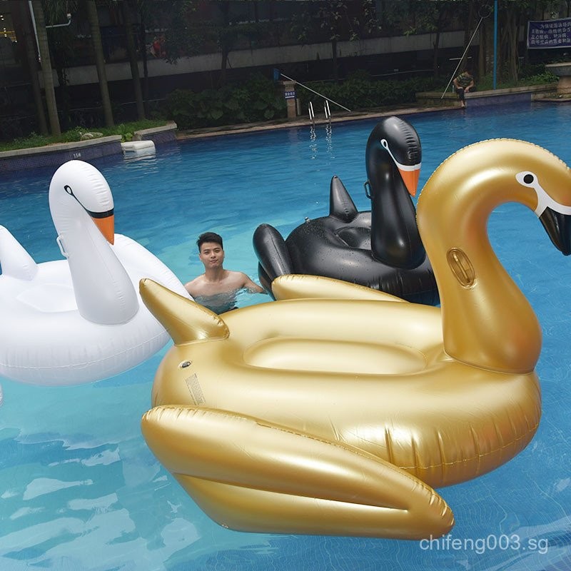 Black Swan Inflatable Ride-On Floating Recliner Adult Pool Float Toy ...