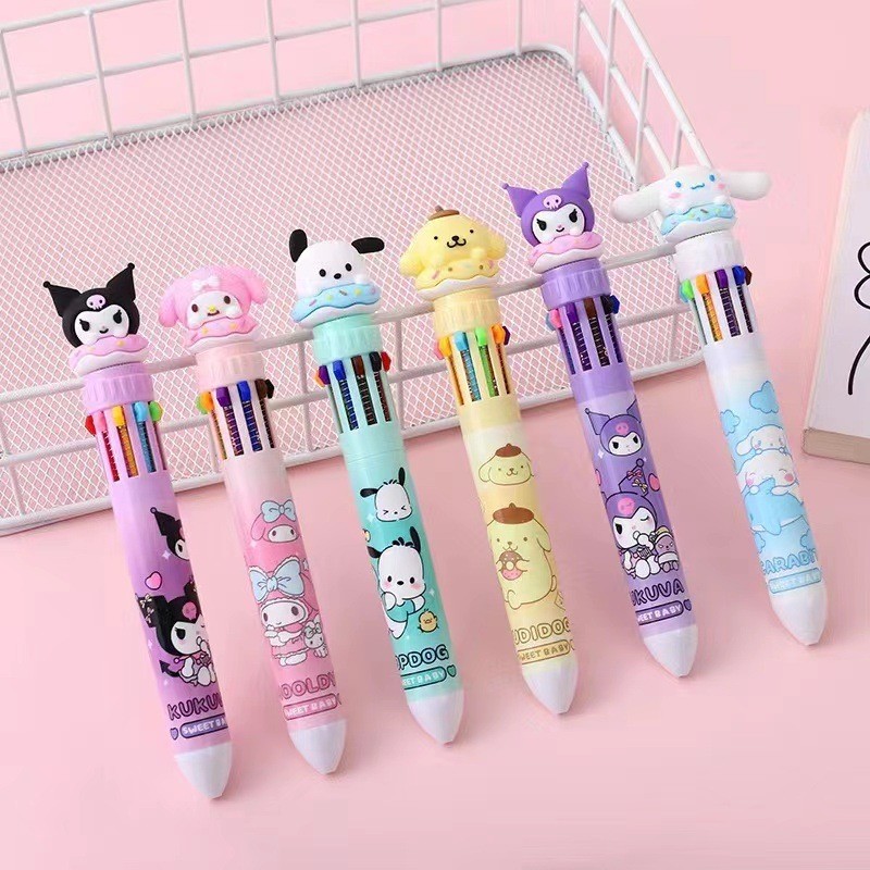 Anakkidsg---Sanrio 10-color ballpoint pen cartoon cute multi-color push ...