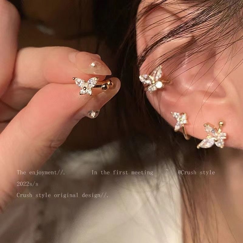 1pcs Mini Delicate Zircon Butterfly Ear Cuff 2024 Fashion Design Korean Simple Female Ear Clip Non piercing Earrings Shopee Singapore