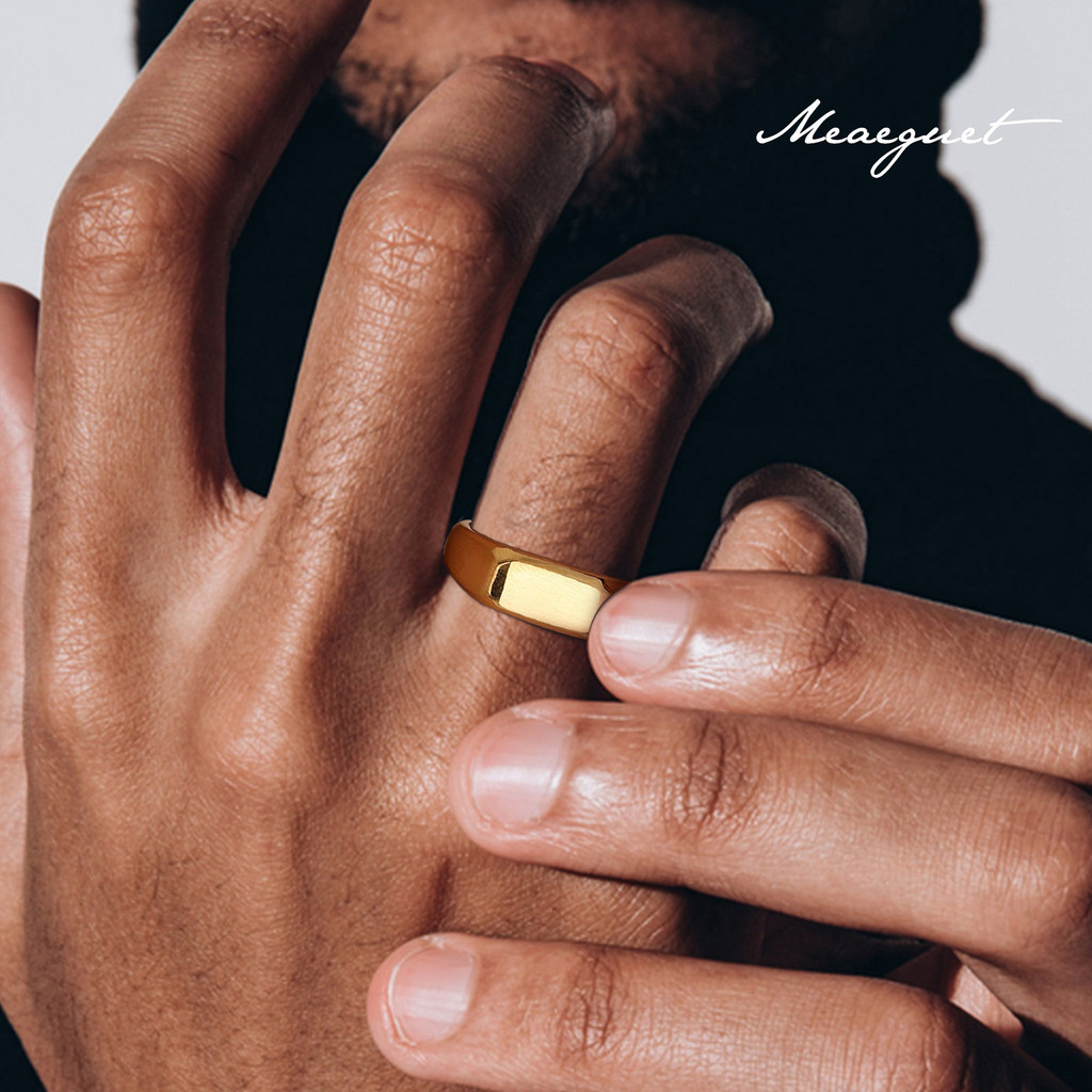Meaeguet Personalized Chunky Signet Ring for Men Women,Free