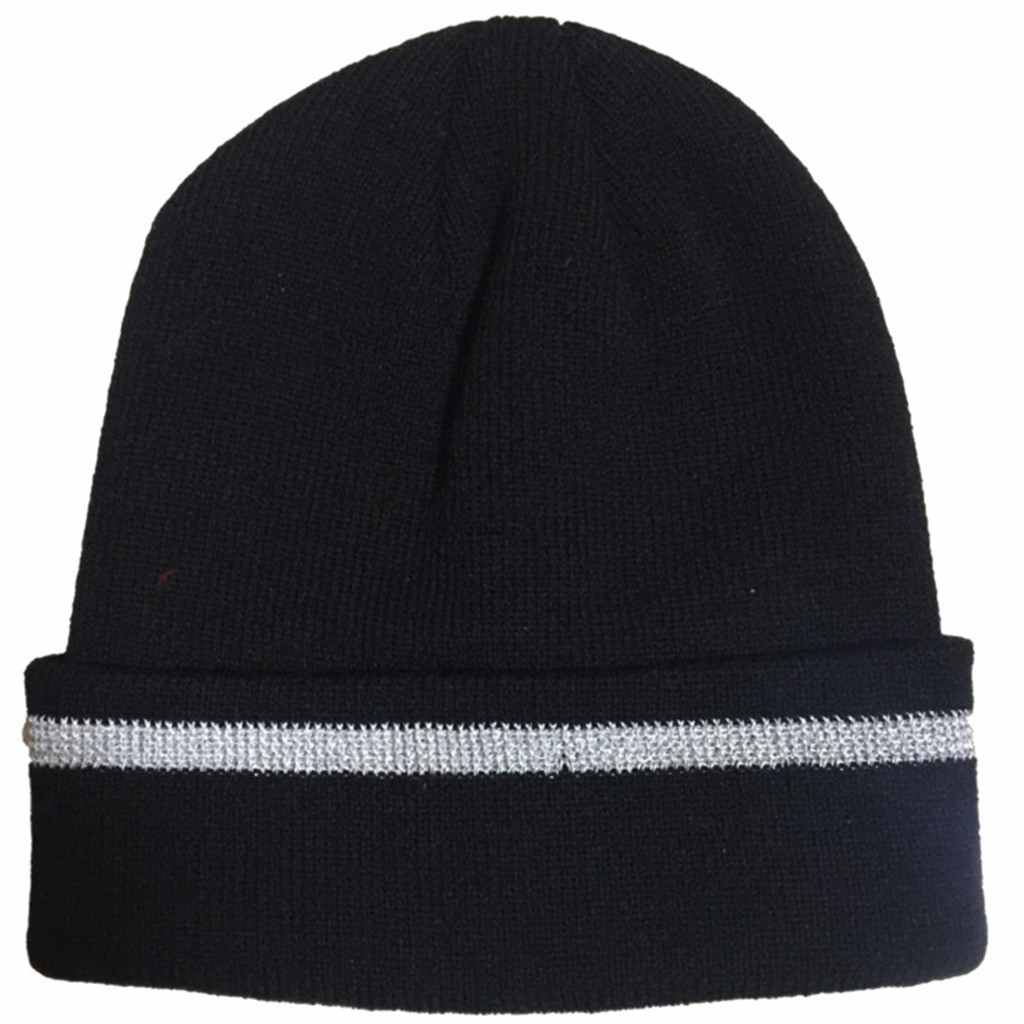 TMDBYX Unisex Reflective Stripe Knitted Hats Beanies Luminous Outdoor