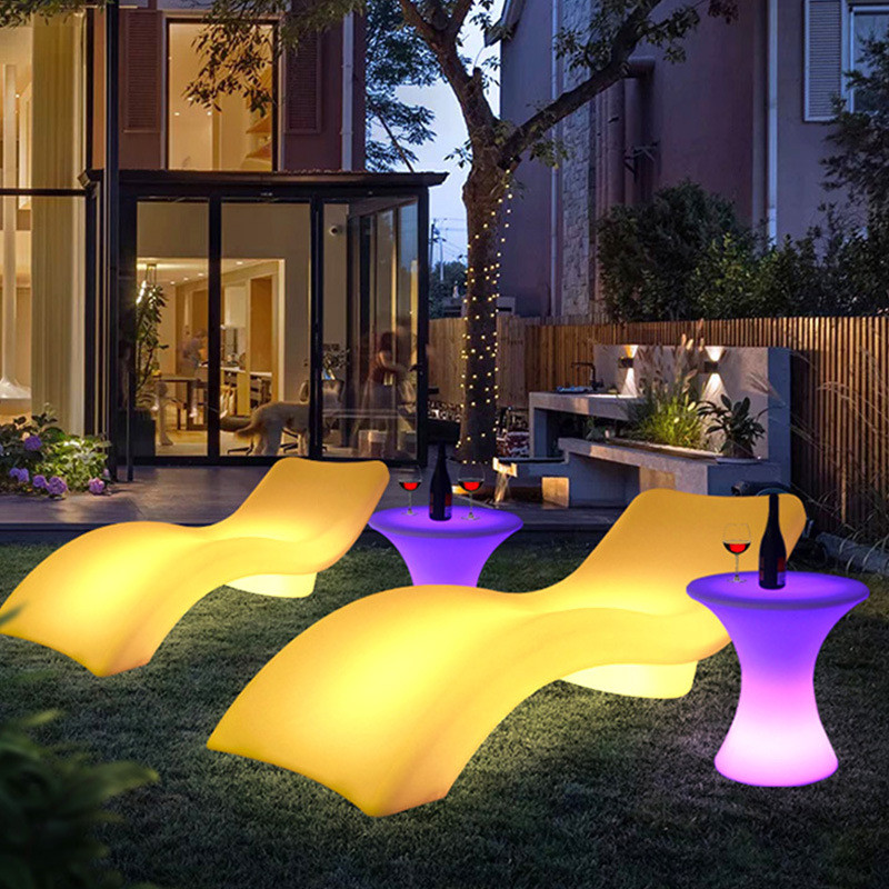 LED Glowing Recliner Outdoor Pool Sofa Courtyard Hot Spring Single ...