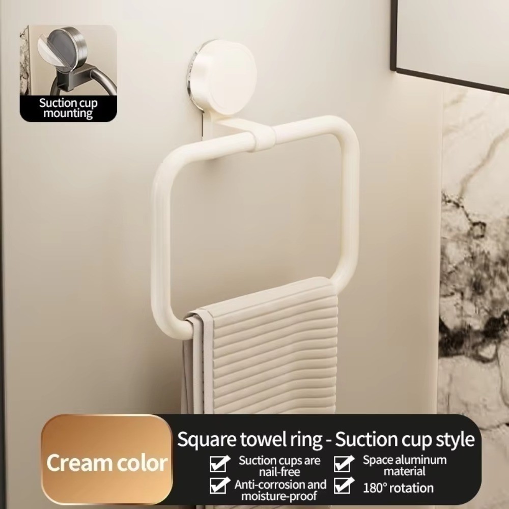 SEWACC Wall Mount Towel Ring – White Copper Bathroom Accessory, Space-Saving Towel Holder For Kitchen & Bath