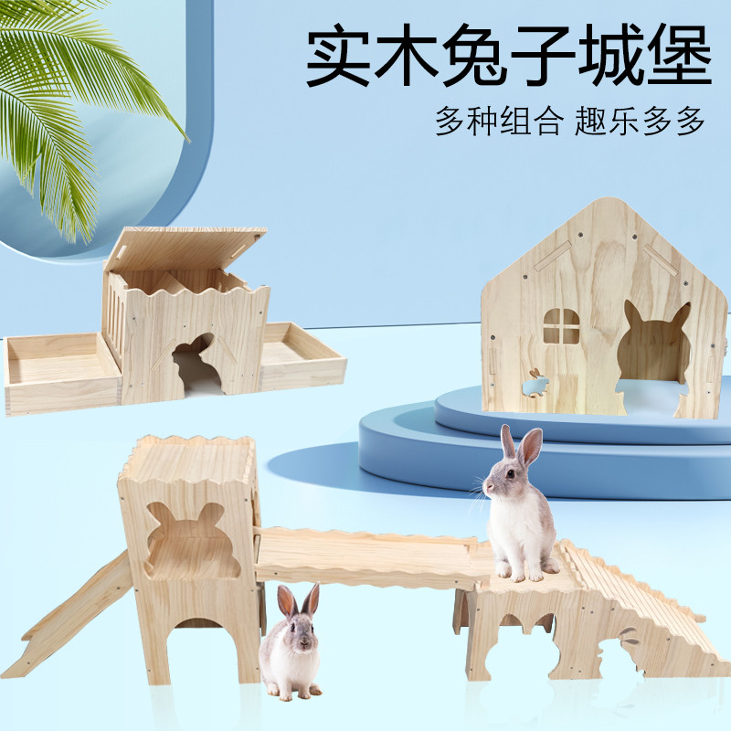 Rabbit Castle Hideout House, Large Space Villa Solid Wood Ladder, Dwarf ...