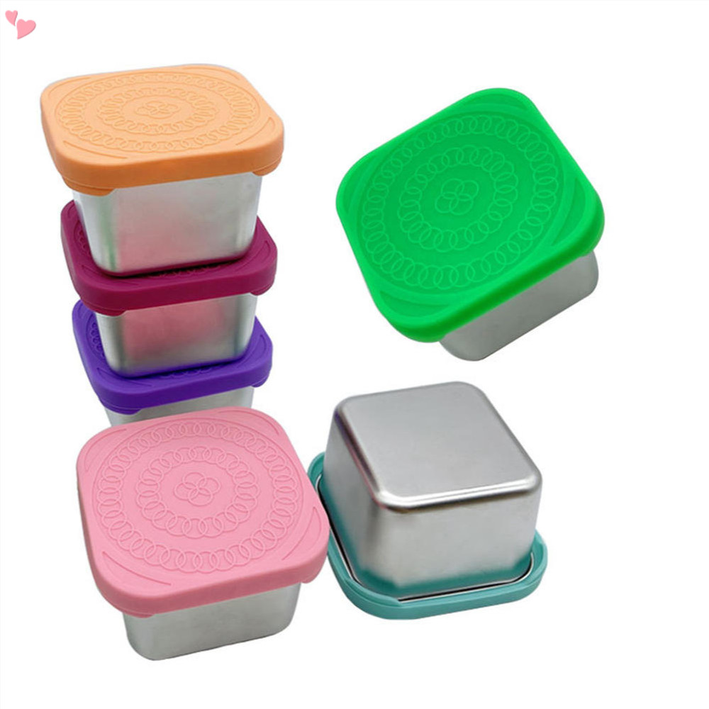 190ml Stainless Steel Snack Containers,190 ml Metal Sauce Food Storage ...