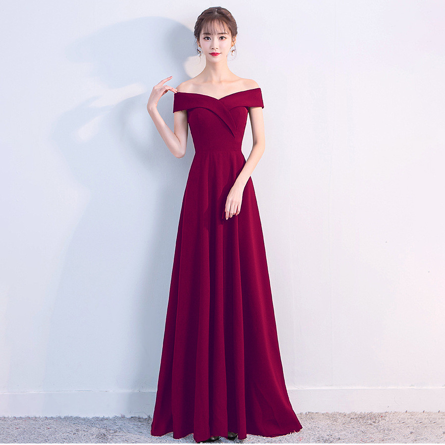 1328 Evening Dress Female 2018 New Style Banquet Black Party Dress Sexy One Shoulder Long Dress End Shopee Singapore