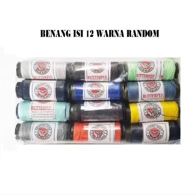 1LUSIN 12PCS Benang Jahit Tangan Rol Super Draw Butterfly Perlengkapan Hobi Aksesoris Menjahit Sewing Thread Berkualitas A343 - Gambar 2
