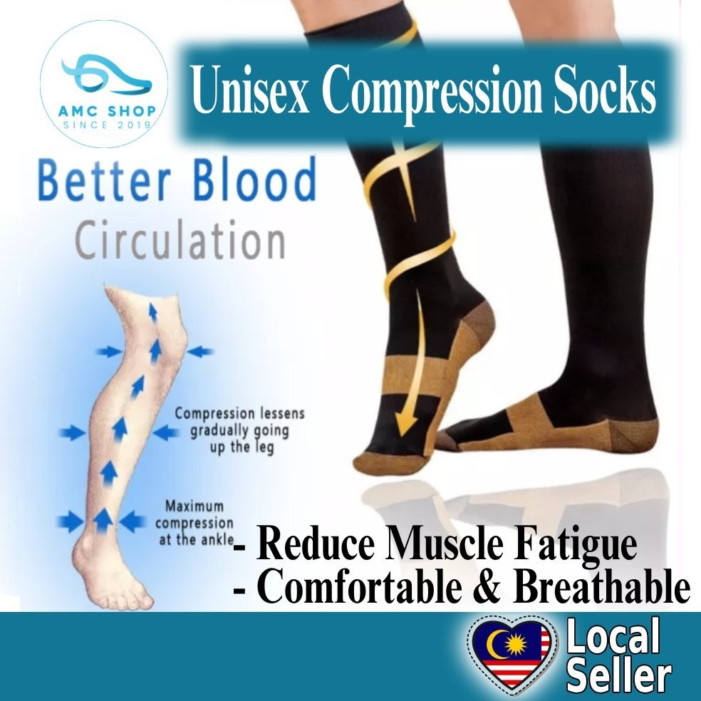 AMC Unisex Anti-Fatigue Compression Socks Sport Foot flight socks Pain ...