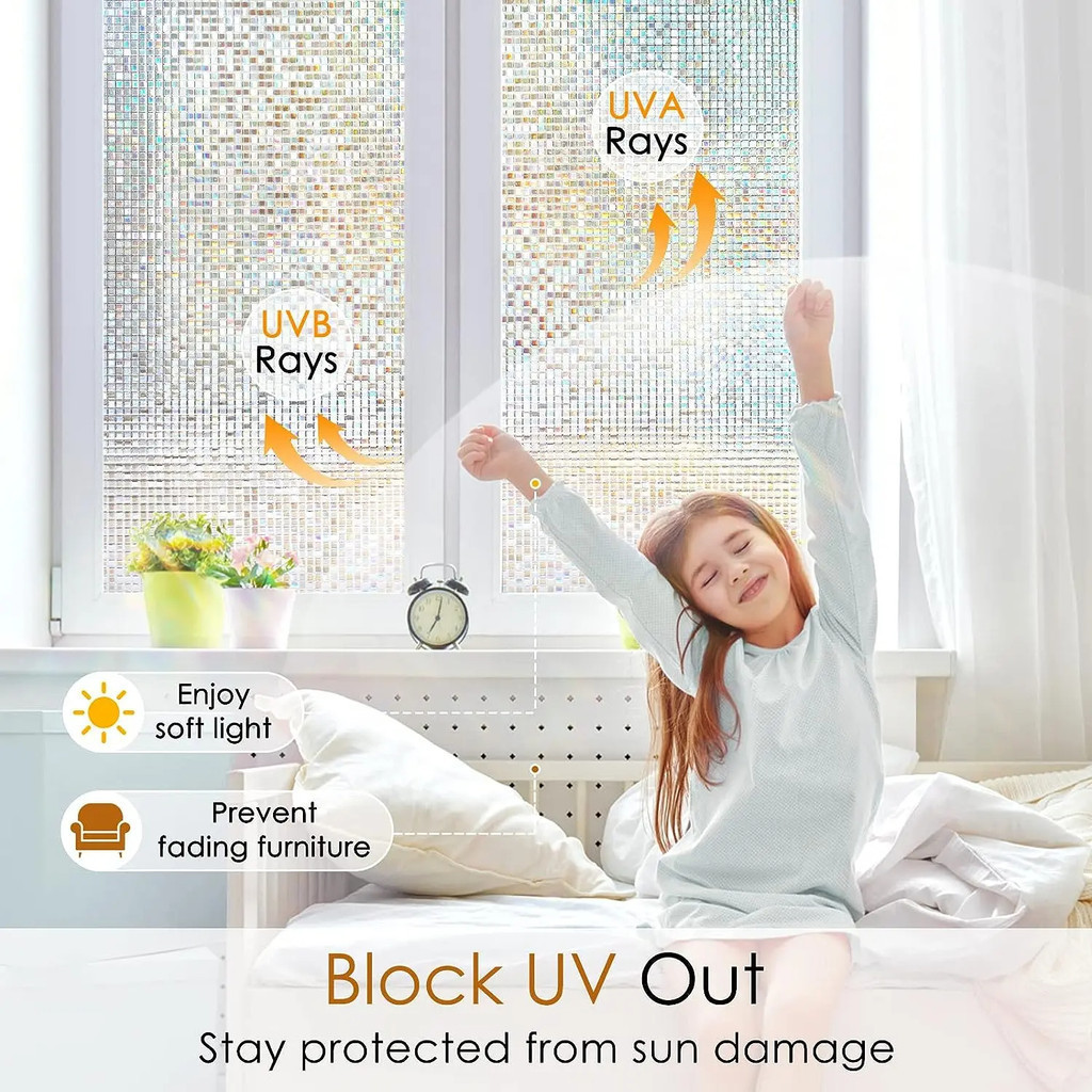 Privacy Window Decals Decorative Static Cling Glass Vinyl Anti-UV ...