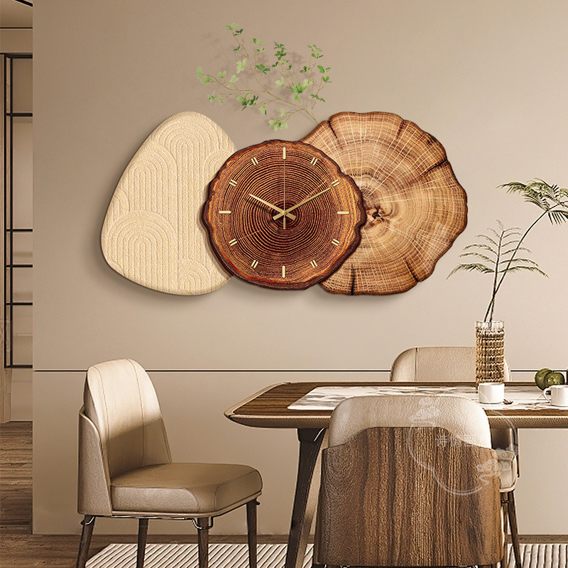 Japanese Style Wood Wind Growth Ring Wall Clock Cream Wabi-Sabi Style ...