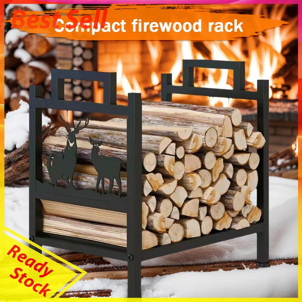 Metal Firewood Log Rack Heavy Duty Fire Wood Racks for Fireplace Deck ...