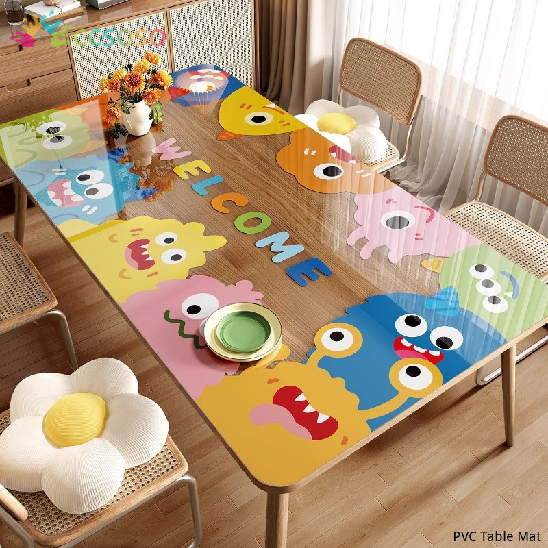 Dopamine Cartoon Transparent Table Mat PVC Soft Glass Waterproof ...
