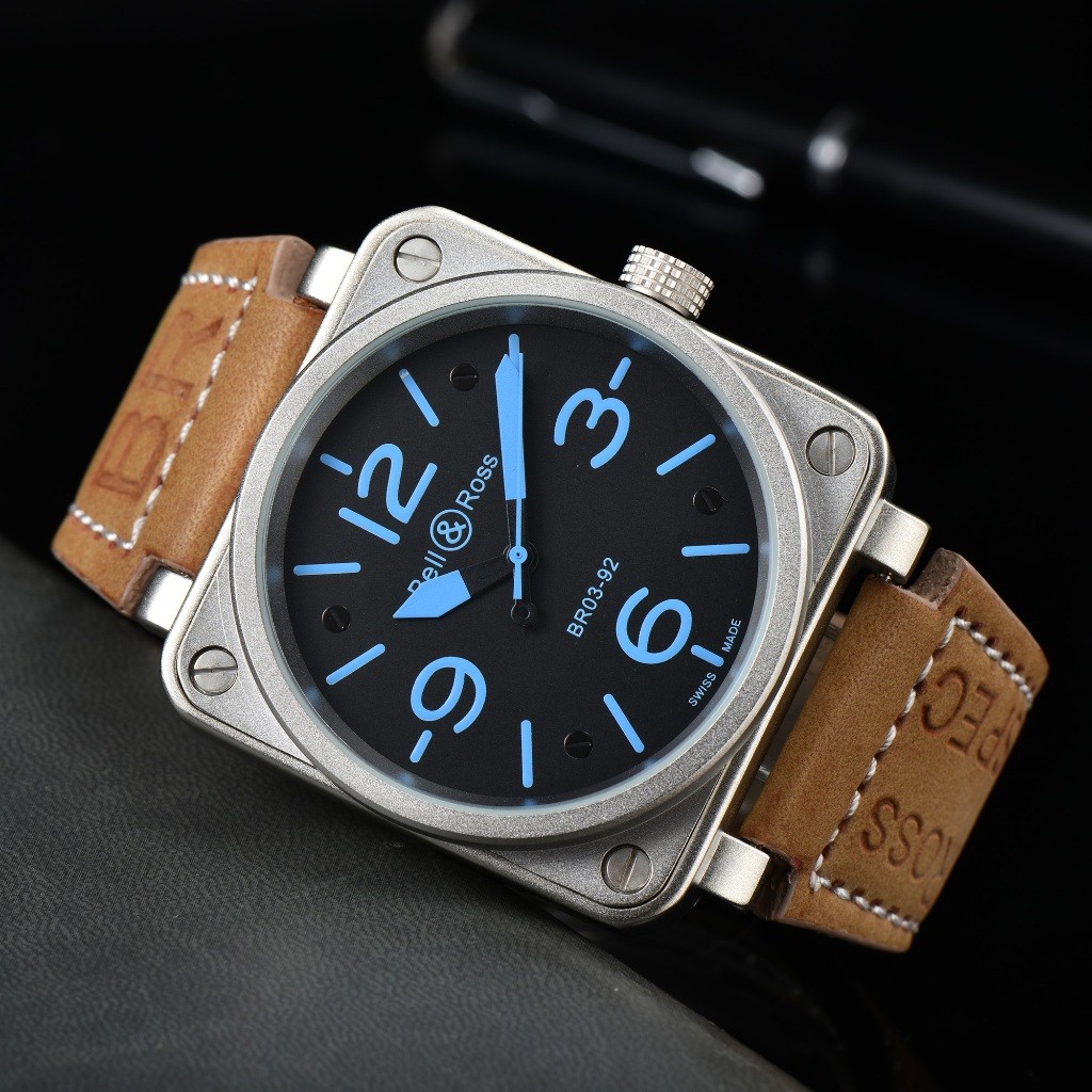 Bell ROSS BELL ROSS Automatic Mechanical Movement Stainless Steel Case Leather Strap Simple Business Men s Watch Swiss Watch 5
