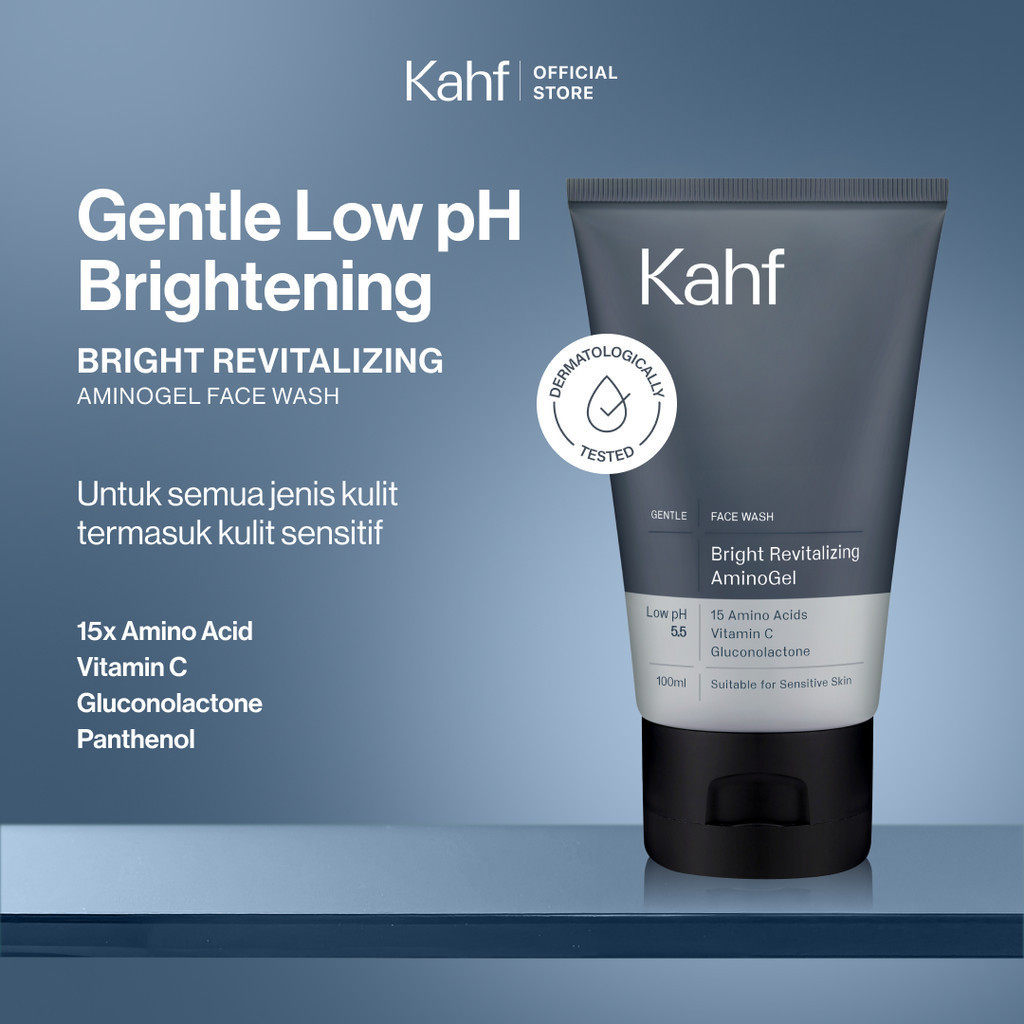 Kahf Bright Revitalizing Amino Gel Face Wash VitaminC Pentavitin Panthenol Gentle LowpH Merah Jingga - Gambar 3