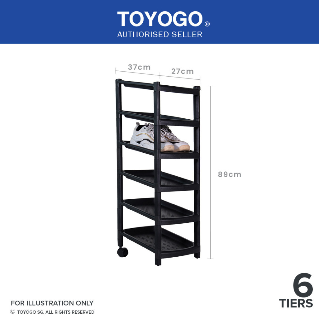 Toyogo 831 6 Shoe Rack With 2 Wheels 6 Tier Shopee Singapore