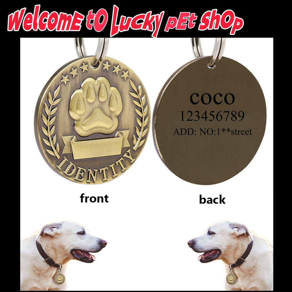 Lucky Dog collar name tag id tag dog tag dog tag necklace dog tag engraving customise dog collar Shopee Singapore